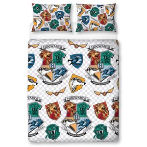 Harry Potter - Sada ložního prádla, kostkovaná AG1103 (jednolůžko) (bílá/šedá/modrá)