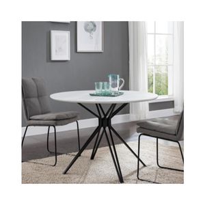 CasaDolce SANMODE jedálenský stôl, 100x100x75 cm, biela a čierna farba, kov a drevo, okrúhly