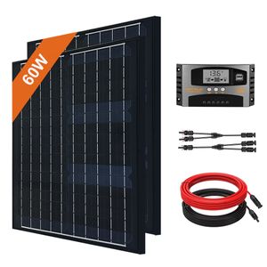 60W Solar Set 18V Monokristallin Solarpanel Kit Solaranlage Komplettpaket mit 40A Laderegler