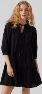 VERO MODA Kurzes Crepe Kleid mit Kordel Midi Dress 3/4 Ärmel Größe: M