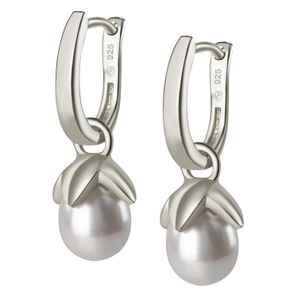 LOVICONI Perlen Creolen Silber 925 - Ohrringe hängend mit echten Süßwasserperlen - Silber Ohrhänger Earring - ICV048