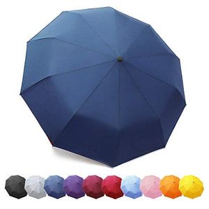 Regenschirm, Kompakt Taschenschirm mit Auf-Zu-Automatik - Sturmfest bis 140 km/h, Schirm für Klein, Leicht, Windsicher(Marine/Neu)