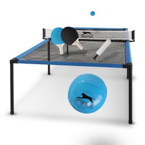 Slazenger Tischtennisplatte Spyder Air 240 x 120 cm, Ping Pong Tisch, Komplett-Set mit Schläger und Ball, Blau/Schwarz