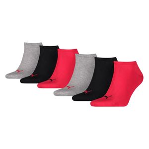 PUMA Uni Sneaker-Socken, 6er Pack - ECOM, Logo, einfarbig Rot 35-38