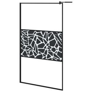 vidaXL Duschwand für Walk-In Dusche 115x195 cm ESG Steindesign Schwarz