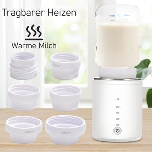 Babyflaschenwärmer, wiederaufladbarer Milchwärmer mit Flaschenadaptern 35/50/53/56/60/65mm, Muttermilch- und Wassererwärmung