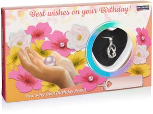 BRUBAKER Korálek s přáním k narozeninám - náhrdelník se stříbrným přívěskem + mušle s pravou perlou jako dárková sada pro přátele a rodinu
