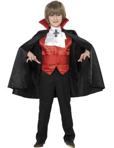 Dracula Vampir Halloween-Kinderkostüm schwarz-rot