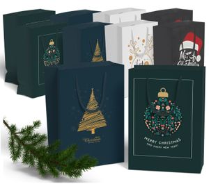 12x XXL Weihnachtstaschen Weihnachten Geschenktüten Weihnachtstüte Geschenktaschen für Geschenke Modern