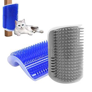 2 Stück katzenbürste ecke, Katzenmassage und Haarentfernung, Katzenbürste mit Katzenminze für massieren, pflegen und spielen, katzenbürsten -Blau grau