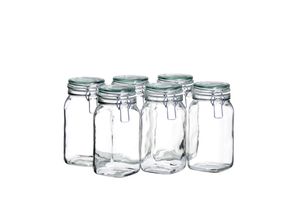 Mäser 113966 Gothika Einmachglas, Einweckglas, 1,45l, mit Bügelverschluss, klar (6er Pack)