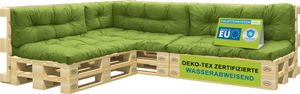 Pillows24 - Palettenkissen wasser- und UV-beständig - 8ER SET | Polster für Europaletten 120x80 - Palettenmöbel - Outdoor/Indoor, Lemon