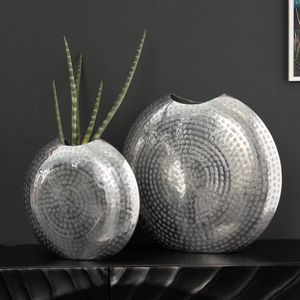 Elegantes Vasen 2er Set ORIENTAL 44cm silber im Grid Hammerschlag Design