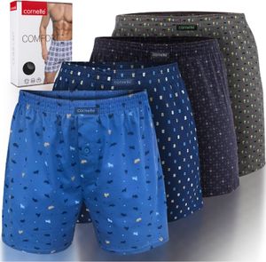 Cornette 4-Pack - Voľné Bavlnené Boxerky Pre Mužov, Pánske Nohavice, L