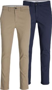 JACK&JONES Pánske chino nohavice, 2-pack - JPSTMARCO JJDAVE 2PK, dĺžka 34 Béžová/modrá 33W/34L