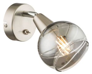 Globo Roman LED Wandstrahler nickel matt, rauch E14 mit Schalter x10x15cm