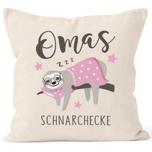 Kissen-Bezug Spruch Omas Schnarchecke Faultier Geschenk zum Muttertag Geburtstag Weihnachten SpecialMe® natur 40cm x 40cm