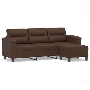 vidaXL 3-Sitzer-Sofa mit Hocker Braun 180 cm Kunstleder