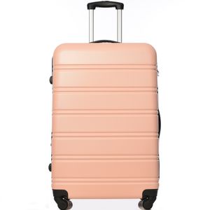Flieks Reisekoffer mit Universalrad, Trolley Hartschalenkoffer Handgepäck Koffer mit Schwenkrollen, XL, 52x32x78cm, Rosa