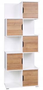 GRAINGOLD Regal Hannoi - Bücherregal - Stilvolles Regal mit 5 Schränken, Jugendzimmer Bücherregal, Modern Design - Weiß & Gold Eiche