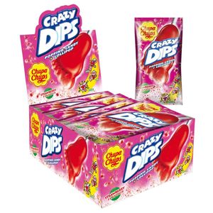 Chupa Chups Crazy Dips Lutscher mit Erdbeergeschmack 14g 24er Pack