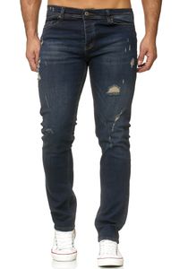 Reslad Jeans Herren Destroyed Look Slim Fit Denim Stretch Jeans-Hose Dunkelblau (2090) W31 / L32