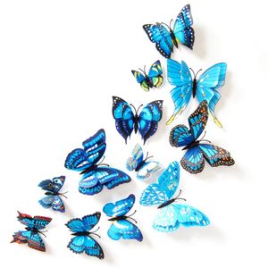 Oblique Unique 3D Schmetterlinge 12er Set Wandtattoo Wandsticker Wanddeko - blau