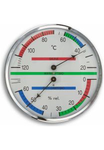 TFA - Analógový saunový termohygrometer s kovovým krúžkom 40.1013 - strieborná/biela