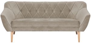 QLA Möbel 3-Sitzer Stoffsofa Skand in Beige: Skandinavische Couch mit hohen Holzbeinen, Sitzfläche und Rückenlehne gepolstert