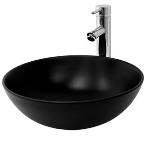 ML-Design Waschbecken ohne Überlauf, Ø 40x14,5 cm, Schwarz, aus Keramik