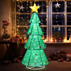 FCH Vorbeleuchteter Pop-up-Weihnachtsbaum mit 200 LED-Lichtern,190cm künstlicher Weihnachtsbaum