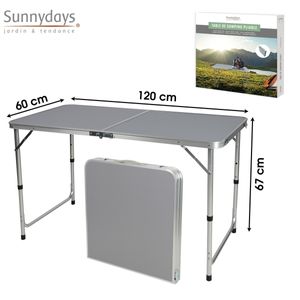 Sunnydays Campingtisch 120 x 60 x 67 cm faltbarer Camping-Tisch 330016 GRAU