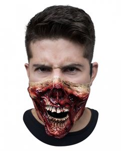 Halloween Halbmaske aus Latex mit Zombie Kiefer