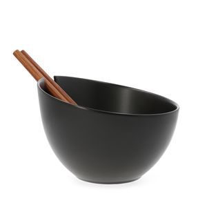 Miska do mieszania Miska do sałatek Miska Mooka Ceramiczna miska do sałatek z akcesoriami Miska Kolor błyszczący Czarny 24 cm HOMLA