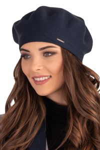 Vivisence damen baskenmütze eleganter wintermütze warm und gemütlich kopfbedeckung an winter und herbst warm dick strickmütze, klassisch mütze für frauen, hergestellt in der eu, dunkelblau, einheitsgr