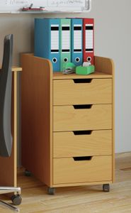 VCM my office Konal Maxi Rollcontainer buche 4 Auszüge 40,0 x 50,0 x 74,0 cm