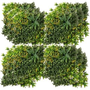 Outsunny 12 Stück künstliches Pflanzenwand Hecke 50x50 cm UV-Schutz Sichtschutz Mehrblättriges Design Heckenpflanze für Garten OutdoorNachbildung