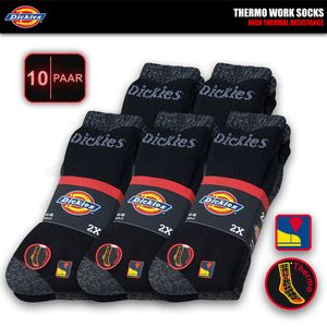 Dickies® 10 Paar Thermo Work Arbeitssocken wärmende warme Winter Socken Strümpfe Socks Größe 41-45, Schwarz/Grau