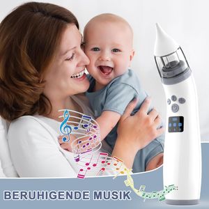 MODFU Baby-Nasensauger Nasensauger Elektrischer Baby-Nasensauger mit 3 Saugstärken 2 Spitzengrößen und Musik-Beruhigungsfunktion Weiß