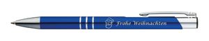 Kugelschreiber mit Gravur "Frohe Weinachten" / aus Metall / Farbe: blau