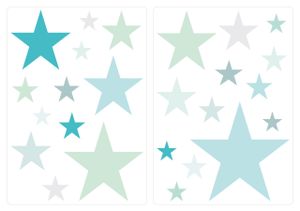 dekodino® Wandtattoo Pastell Sterne in blau und grün 25 Stück Sticker Set