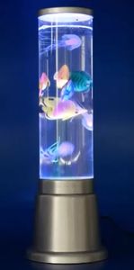 3496 Wassersäulen LED Lampe Höhe 360 mm 5 x bunte Fische mit Netzteil