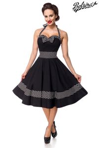 Belsira Damen Vintage Kleid Rockabilly Sommerkleid Retro 50s 60s Partykleid, Größe:3XL, Farbe:Schwarz