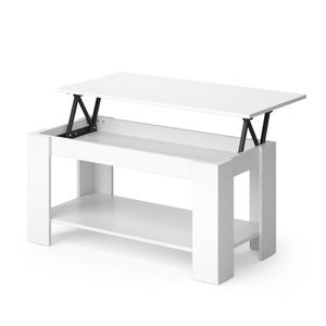 Konferenčný stolík Livinity® Lorenz, 100 x 50 cm s funkciou zdvíhania, biely