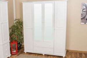 Echtholz Schrank, Farbe: Weiß 195x162x59 cm