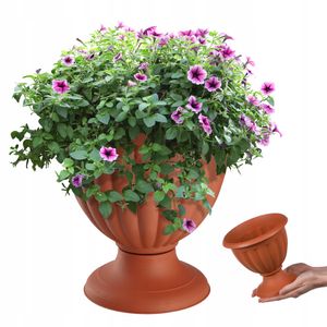 KADAX Blumentopf "Suba", Blumenschale aus Kunststoff, runder Pflanzpokal, Pflanzgefäß, 19 cm, Terrakotta