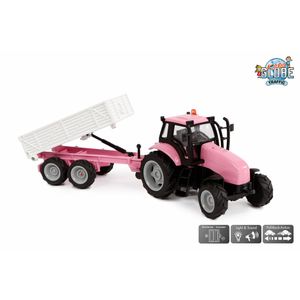 Kids Globe Set Die Cast Traktor mit Anhänger in rosa