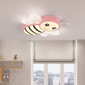 LED Deckenleuchte Kinderzimmer, Bienen-Design, dimmbar mit Fernbedienung, Kinderzimmerlampe, 60cm, Rosa