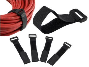 Kabelbinder Klettband Klettverschluss mit Öse | 15cm lang 2cm breit I Sicheres Verstauen von Kabel und Leitungen I 5er Pack Schwarz