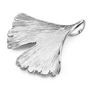 MATERIA Ginkgo Blatt Anhänger Silber 925rhodiniert - Damen Schmuck Ginkgoblatt wahlweise mit Kette KA-277-Silber, Auswahl :ohne Kette